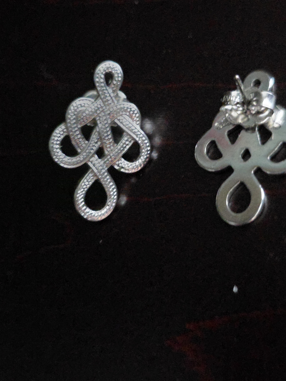 Avon Silver Knot Scroll Drop Earrings